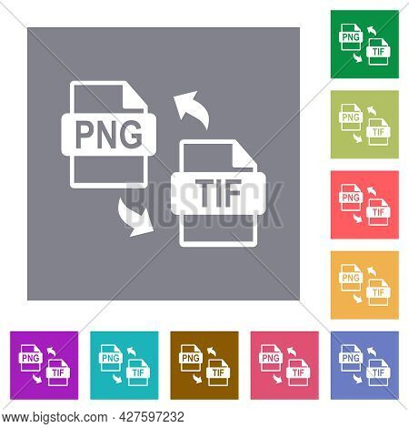 Png Tif File Conversion Flat Icons On Simple Color Square Backgrounds