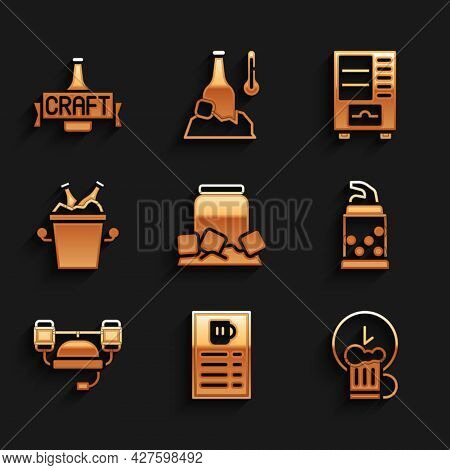 Set Cold Beer Can, Beer Menu, Happy Hour, Bottle Opener, Helmet, Bottles In Ice Bucket, Vending Mach