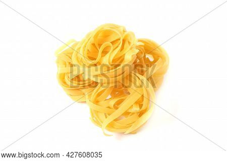 Raw Pasta Isolated On White Background Close-up