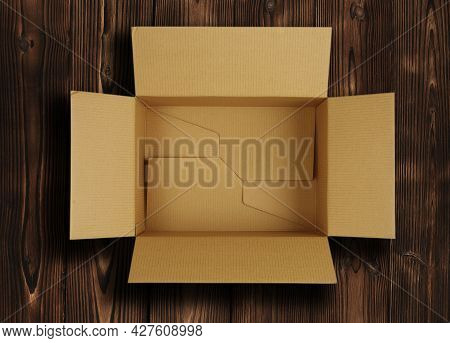 Rown Blank Paper Box Isolated On White Background.