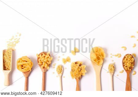 Different Types Of Raw Italian Pasta Close-up
