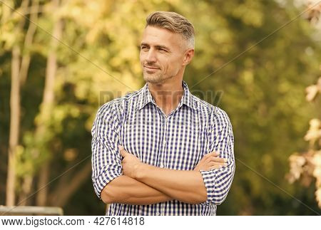 Enjoy The Weather. He Radiates Charisma. Male Beauty And Fashion. Young Adult Man In Casual Clothes.