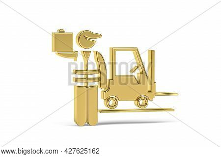 Golden 3d Warehouseman Icon Isolated On White Background - 3d Render