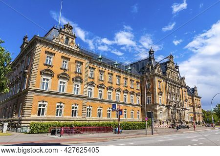 Hamburg, Germany - June 25, 2021: Facade Of Landgericht Hamburg Criminal Justice Court Building (lan