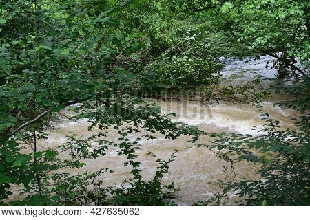 Tiny Elz River Being A Huge Muddy Flood River In Summer 2021
