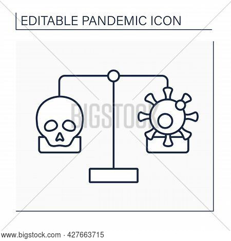 Mortality And Morbidity Line Icon. Specific Illness Or Condition. Number Of Deaths Due To Illness Or