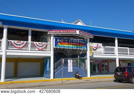 Hampton, Nh, Usa - Sep. 27, 2019: Historic Hampton Beach Casino Ballroom At The Corner Of Ocean Boul