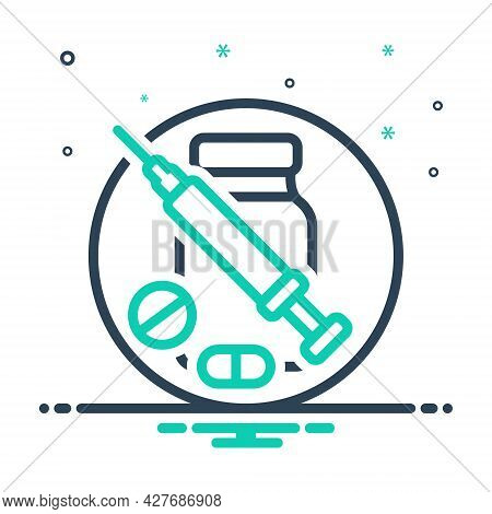 Mix Icon For Drug Ampoule Injection Treatment Vaccine Medicine Capsule Pill Bottle Syringe Phamacy