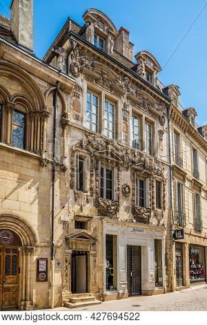 Dijon, France - June 21,2021 - In The Streets Of Dijon. Dijon Is Home To Many Museums And Churches.