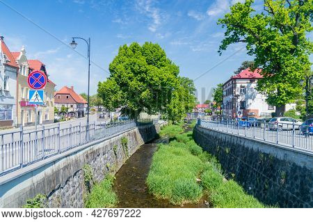 Bogatynia, Poland - June 2, 2021: Miedzianka Brook In City Center Of Bogatynia.