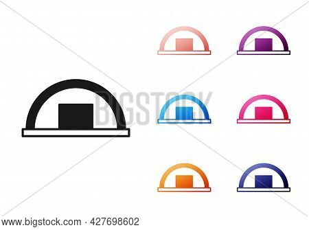 Black Warehouse Icon Isolated On White Background. Set Icons Colorful. Vector