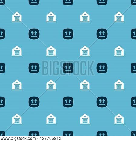 Set This Side Up And Warehouse On Seamless Pattern. Vector