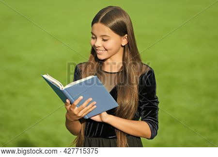 Feed The Mind. Happy Child Read Library Book. Cute Bookworm Study Green Grass. School Library. Readi