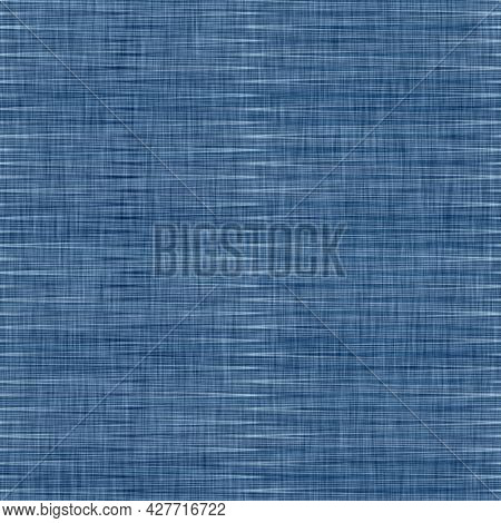 Classic Blue Woven Stripe Masculine Shirt Fabric Texture. Navy Space Dyed Marled Melange Background.