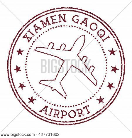 Xiamen Gaoqi Airport Stamp. Airport Of Xiamen Round Logo. Vector Illustration.