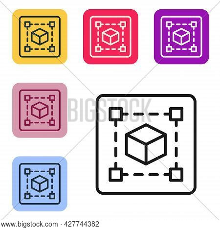 Black Line Geometric Figure Cube Icon Isolated On White Background. Abstract Shape. Geometric Orname