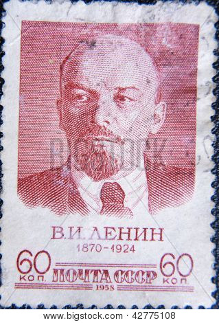 Russland ca. 1955: Briefmarke gedruckt von UdSSR 1955 zeigt PortrÃ¤t des sozialistischen Lider Lenin