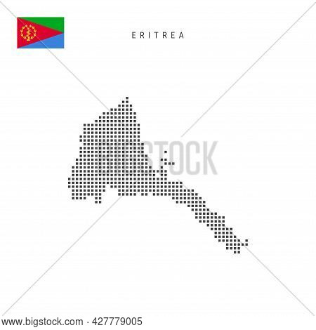 Square Dots Pattern Map Of Eritrea. Eritrean Dotted Pixel Map With National Flag Isolated On White B