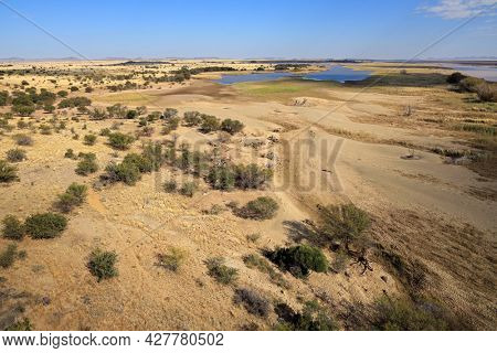View of the Caledon river during the dry season, South Africa 