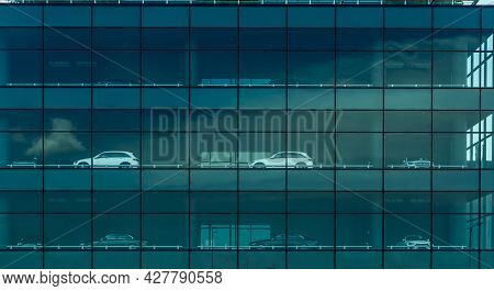 Bangkok, Thailand-june 4, 2021 : Mercedes Benz Car Parked At Multistory Car Park Building. Multi-lev