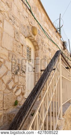 Thr Facade Of The Old Buillding With Steps On The Quiet Small Ararat Street In The Armenian Quarter 