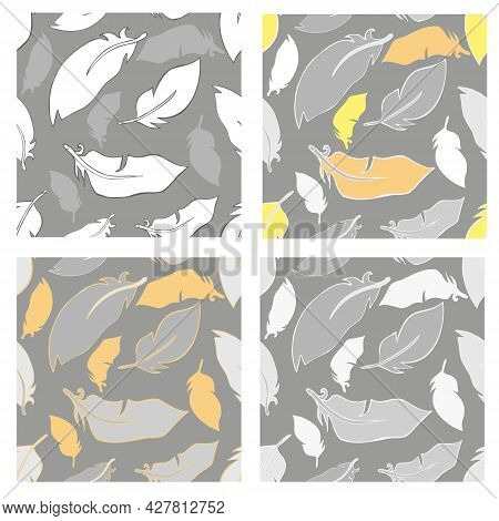 Feathers Seamless Pattern Set

Seamless Pattern With Bird Feathers Flying In The Air In Four Color O