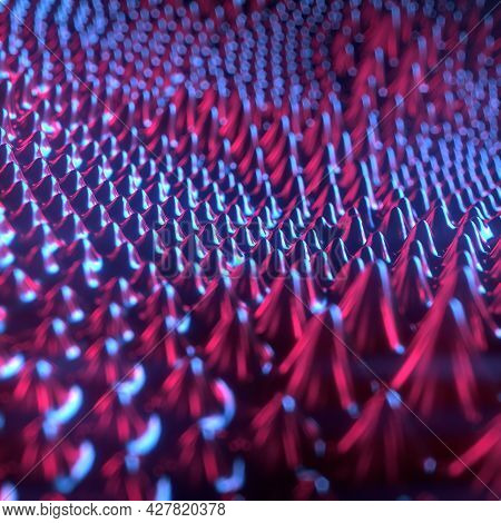 3d Rendering Digital Illustration Of Multi Colored Shiny Ferromagnetic Fluid With Depth Of Field. Mo