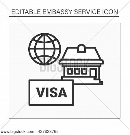 Residence Line Icon. Temporary Residence For Citizens. Embassy Help. Embassy Service Concept. Isolat