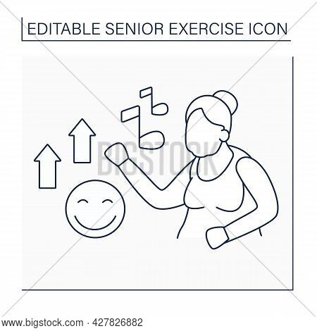 Dancing Line Icon. Low Impact Training. Relax Time. Pleasure Workout. Senior Exercise Concept. Isola