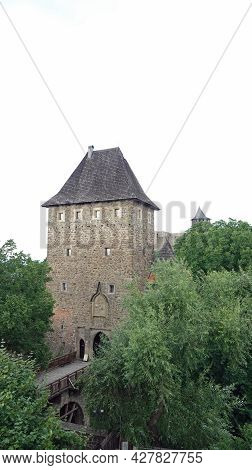 Ruins Of Helfstyn Castle In The Czech Republic. View Of The Tower At The Entrance To The Second Cour