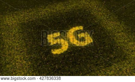 Computer Circuit Motherboard With 5g Next Generation Mobile Network Chip. Animation. Energy Impulses