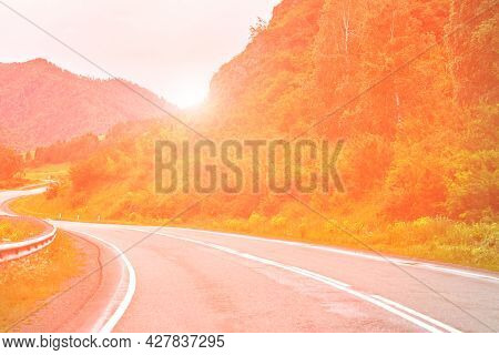 Vacation Roadtrip Landscape. Russian Altai Mountains. Multa Region. Holiday At Home. Staycation Conc