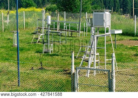Measurement Site At A Weather Station With Various Meteorological Instrumentation