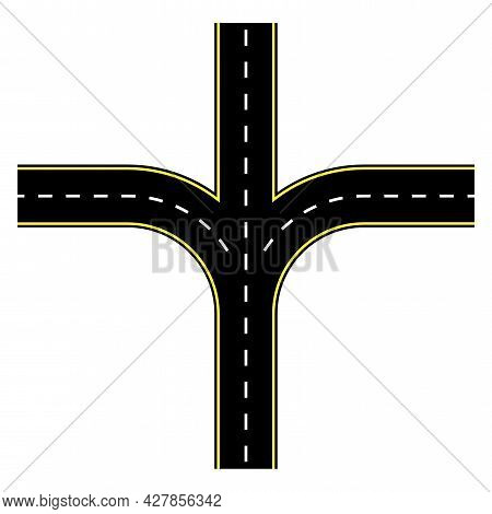 Road For Concept Design. Travel Concept. Line Vector Icon. Top View. Vector Illustration. Stock Imag