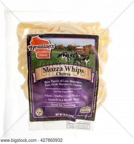 Winneconne, Wi -18 July 2021:  A Package Of Hennings Wisconsin Cheese Mozza Whips Mozzarella Cheese 
