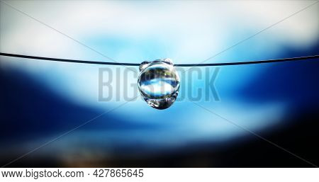 Dew Drop On The Wire Nearby. 3d-rendering