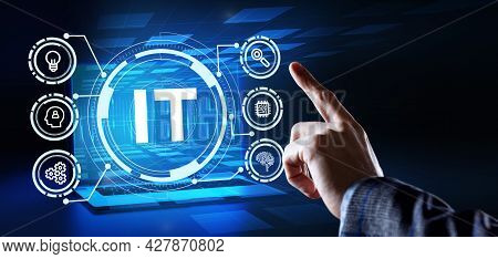 It Consultant Presenting Tag Cloud About Information Technology