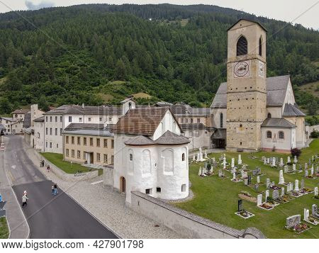 Benedictine Convent Of St. John In Mustair On The Swiss Alps