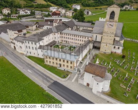 Benedictine Convent Of St. John In Mustair On The Swiss Alps
