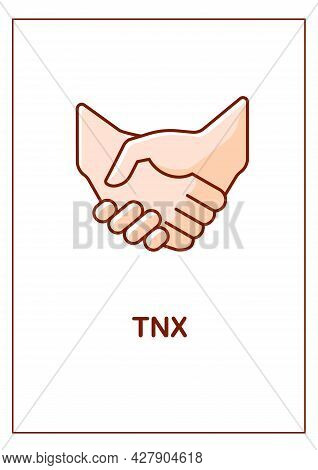 Thanks For Support Friend Greeting Card With Color Icon Element. Shaking Hands. Postcard Vector Desi