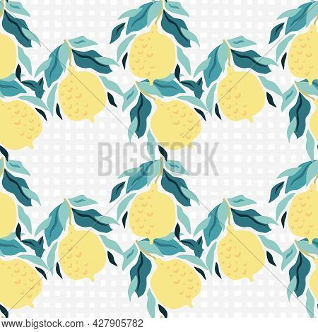 Beautiful  Seamless Pattern  With Lemon  Fruit For Modern Trendy Summer Design. Summer Vibes. Creati