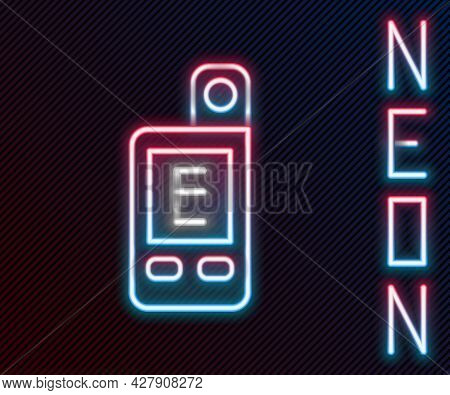 Glowing Neon Line Light Meter Icon Isolated On Black Background. Hand Luxmeter. Exposure Meter - A D