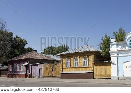 Yelets, Lipetsk Region, Russia - July 2021, The Old Wooden House.
