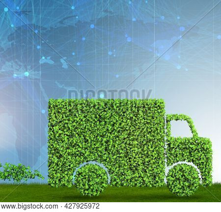 Delivery van powered by biofuel - 3d rendering