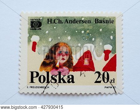 Postage Stamp Girl With Matches Hans Christian Andersen Tales And Fables 20 Pln With Postmark E.freu