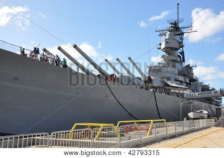 USS Missouri Battleship at Pearl Harbor in Hawaii