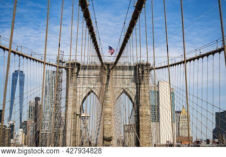 View Of The Brooklyn Skyline As Seen From The Brooklyn Bridge.