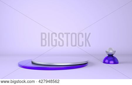 Pedestal For Display, Platform For Design, Blank Product. 3d.