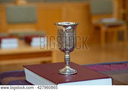 Vintage Shabbat Silver Cup Of Wine Holiday Kiddush