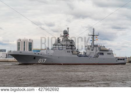 The Newest Large Landing Ship Pyotr Morgunov Of Project 11711 Passes Near Kronstadt During The Naval